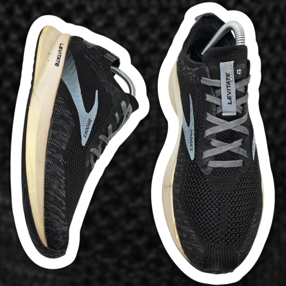 Brooks Levitate 4 Black Gray Knit Womens 8.5 Medium B Running Shoes Sneakers
